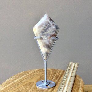 Natural Moonstone Crystal on Stand – 5.75" High Spiritual Home Décor